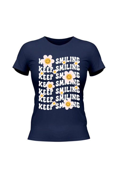 Koszulka damska Keep Smiling - granatowa