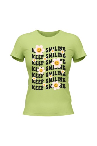 Koszulka damska Keep Smiling - limonka