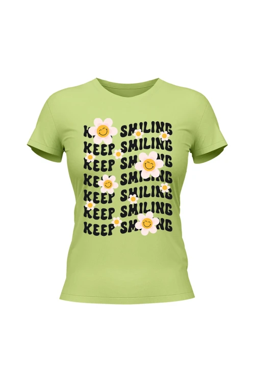 Koszulka damska Keep Smiling - limonka