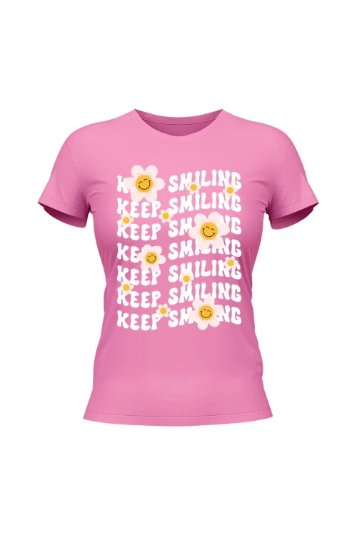 Koszulka damska Keep Smiling - różowa