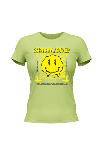 Koszulka damska Smiling - limonka