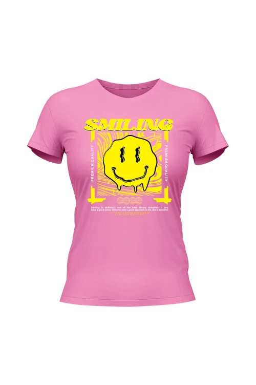 Koszulka damska Smiling - różowa