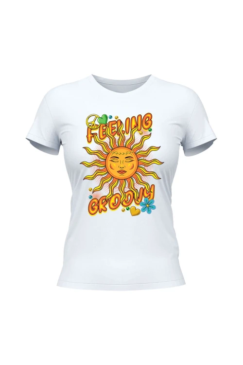 Koszulka damska Feeling Groovy - biała