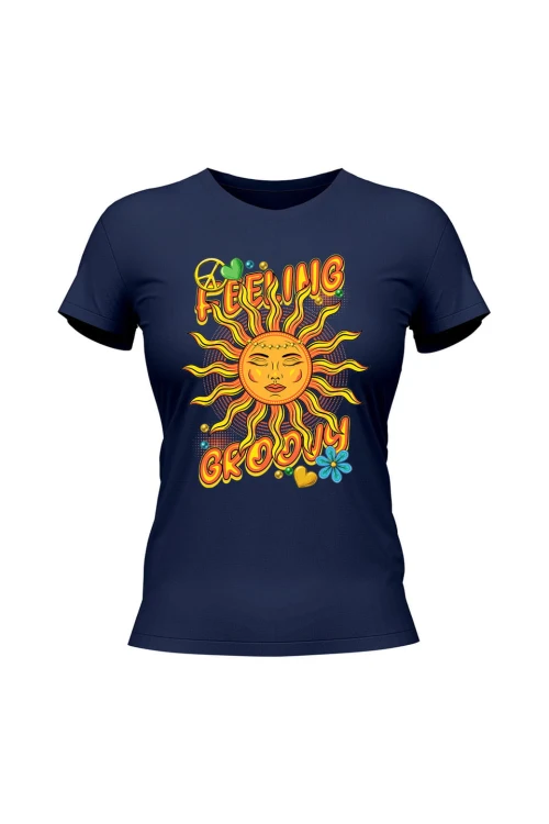 Koszulka damska Feeling Groovy - granatowa