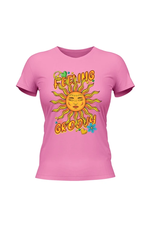 Koszulka damska Feeling Groovy - różowa