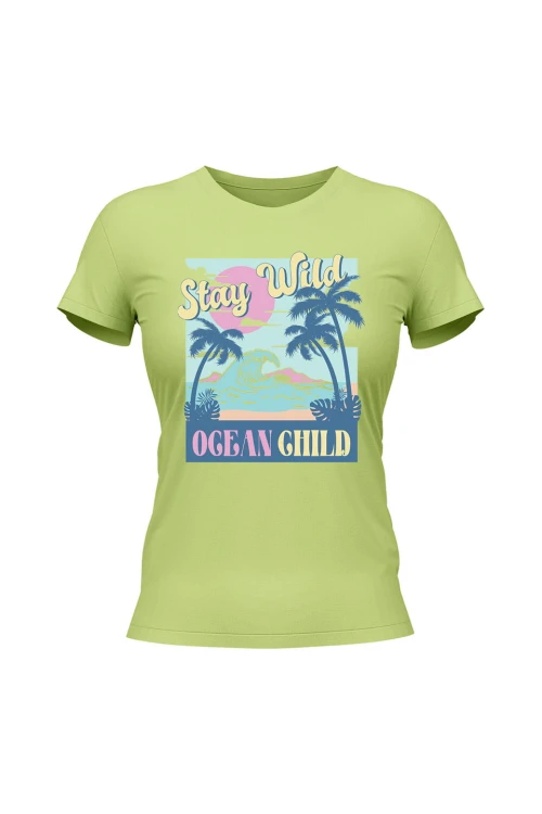 Koszulka damska Stay wild ocean child - limonka