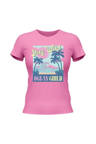 Koszulka damska Stay wild ocean child - różowa
