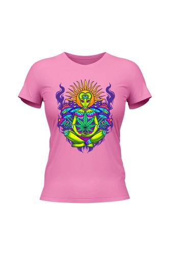 Koszulka damska Hippies Alien - różowa