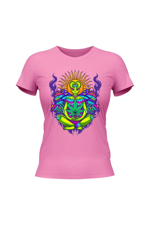 Koszulka damska Hippies Alien - różowa