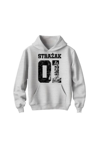 Bluza dziecięca z kapturem Strażak 01 - szara