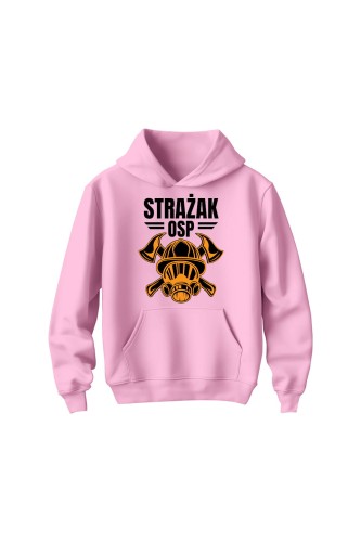 Bluza dziecięca z kapturem Strażak OSP - różowa