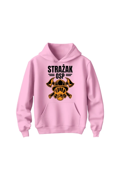 Bluza dziecięca z kapturem Strażak OSP - różowa