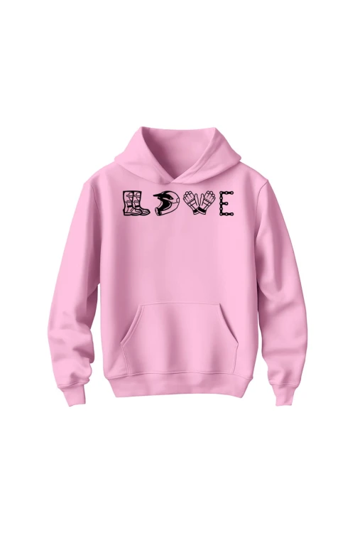 Bluza dziecięca z kapturem LOVE MOTO - różowa