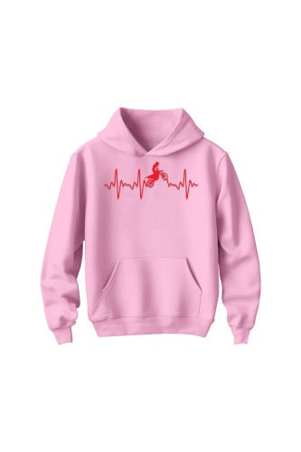 Bluza dziecięca z kapturem Motocross heartbeat - różowa