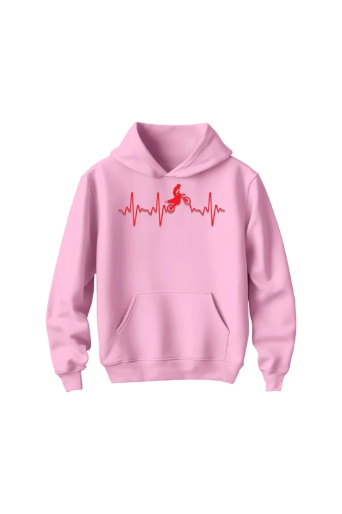 Bluza dziecięca z kapturem Motocross heartbeat - różowa