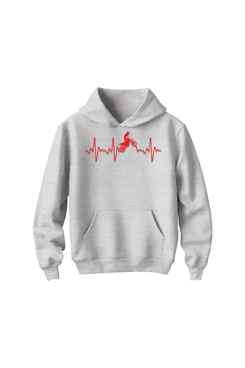 Bluza dziecięca z kapturem Motocross heartbeat - szara