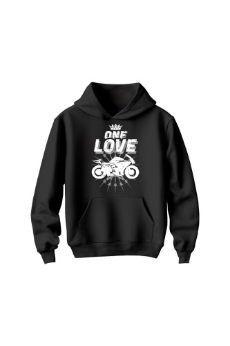 Bluza dziecięca z kapturem One Love Motocykle - czarna