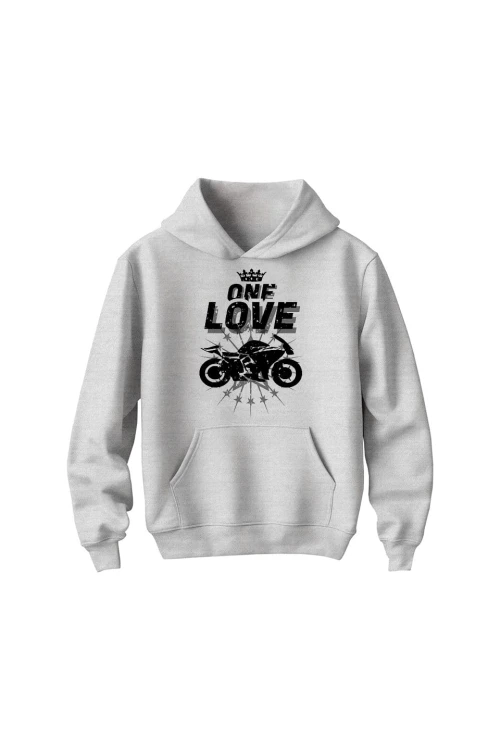 Bluza dziecięca z kapturem One Love Motocykle - szara