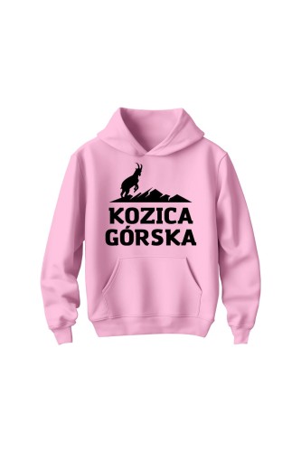 Bluza dziecięca z kapturem Kozica górska - różowa