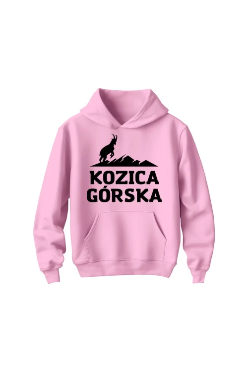 Bluza dziecięca z kapturem Kozica górska - różowa