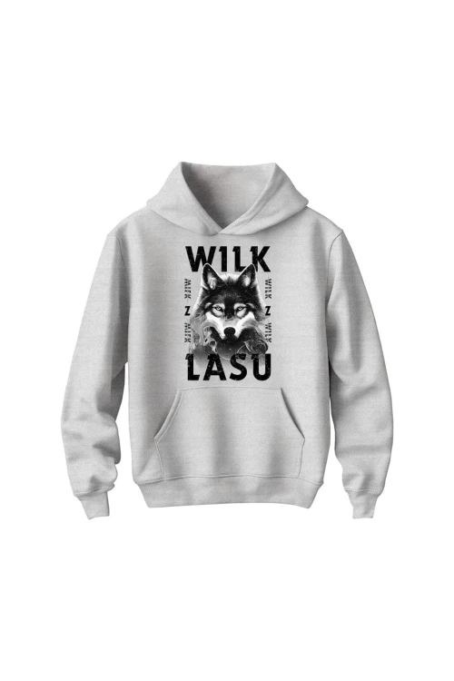 Bluza dziecięca z kapturem Wilk z lasu - szara