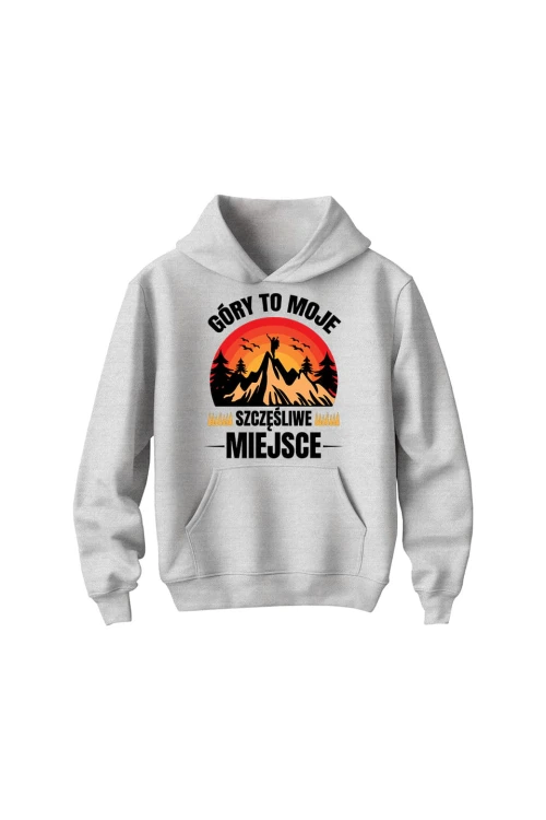 Bluza dziecięca z kapturem Góry to moje szczęśliwe miejsce - szara