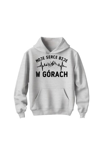 Bluza dziecięca z kapturem Moje serce bije w górach - szara