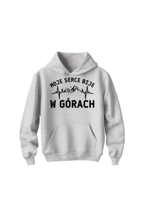 Bluza dziecięca z kapturem Moje serce bije w górach - szara