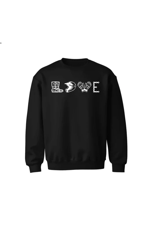 Bluza dziecięca bez kaptura LOVE MOTO - czarna