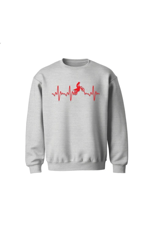 Bluza dziecięca bez kaptura Motocross heartbeat - szara