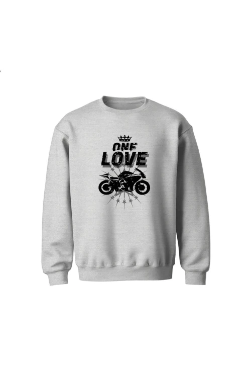 Bluza dziecięca bez kaptura One Love Motocykle - szara