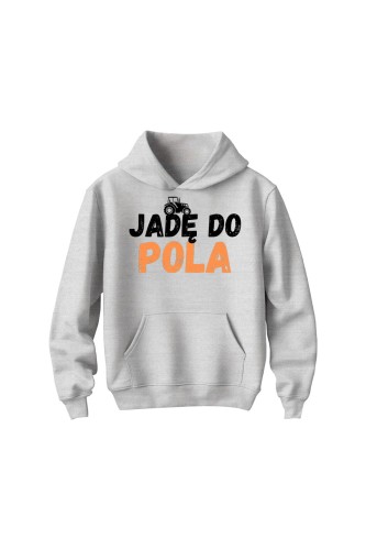 Bluza dziecięca z kapturem Jadę do pola - szara