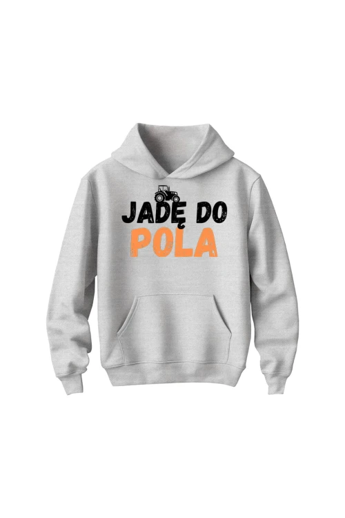 Bluza dziecięca z kapturem Jadę do pola - szara