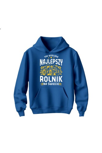 Bluza dziecięca z kapturem Najlepszy rolnik na świecie - niebieska