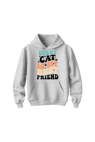 Bluza dziecięca z kapturem Every Cat is My Best Friend - szara