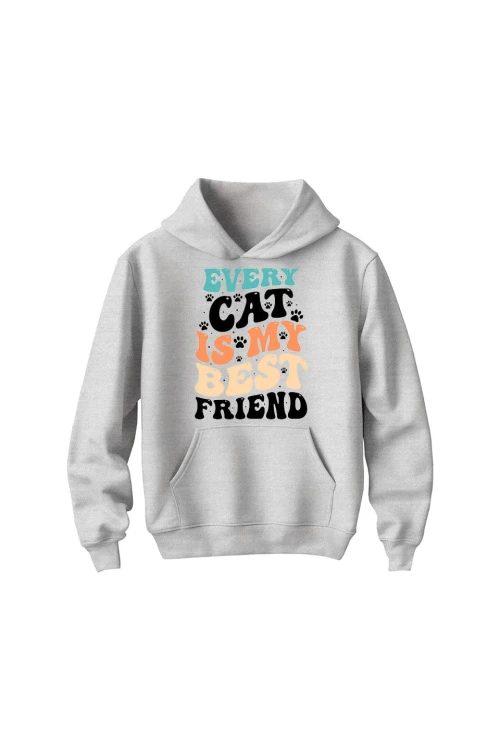 Bluza dziecięca z kapturem Every Cat is My Best Friend - szara