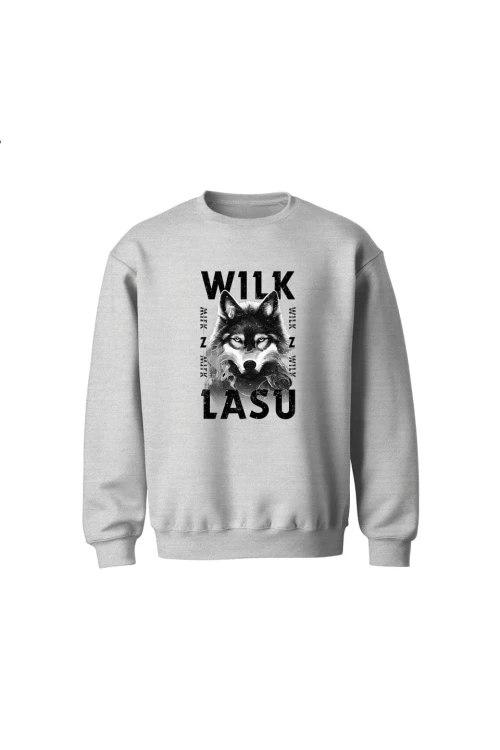 Bluza dziecięca bez kaptura Wilk z lasu - szara