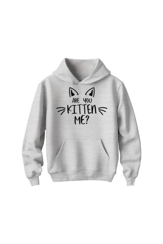 Bluza dziecięca z kapturem Are you kitten me? - szara