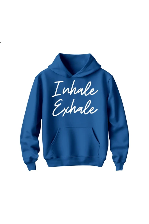 Bluza dziecięca z kapturem Inhale Exhale - niebieska