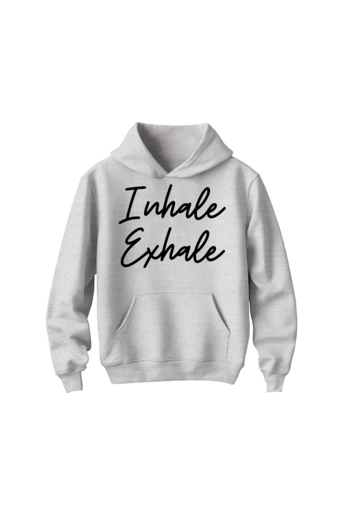 Bluza dziecięca z kapturem Inhale Exhale - szara