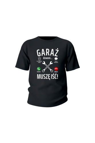 Koszulka dziecięca Garaż dzwoni muszę iść - czarna