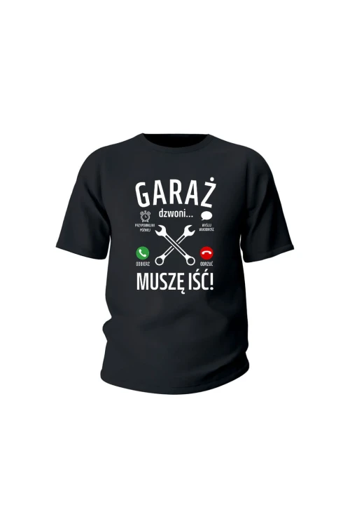 Koszulka dziecięca Garaż dzwoni muszę iść - czarna