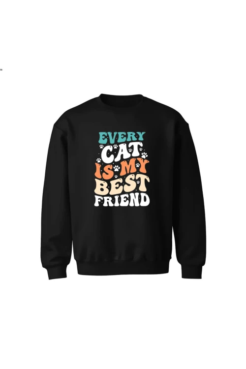 Bluza dziecięca bez kaptura Every Cat is My Best Friend - czarna