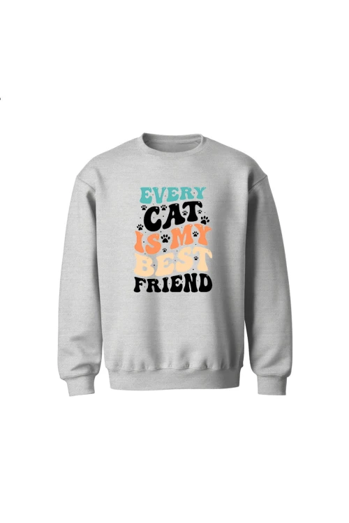 Bluza dziecięca bez kaptura Every Cat is My Best Friend - szara