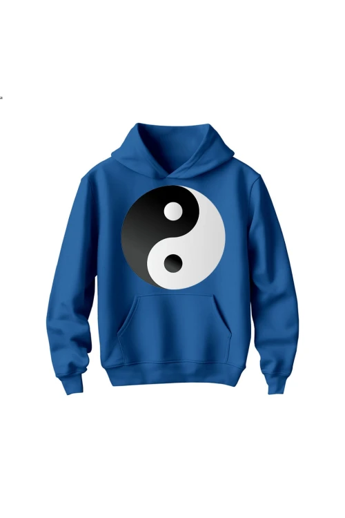 Bluza dziecięca z kapturem Symbol Yin Yang - niebieska