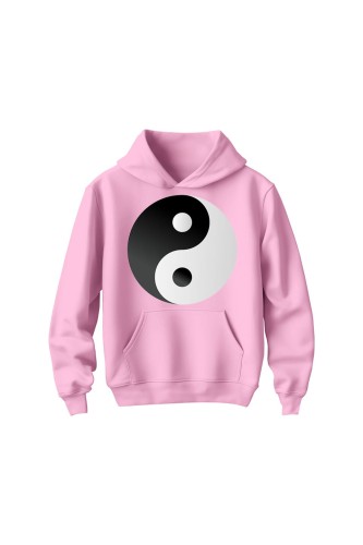 Bluza dziecięca z kapturem Symbol Yin Yang - różowa