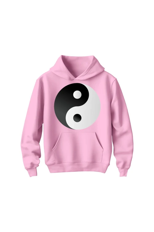 Bluza dziecięca z kapturem Symbol Yin Yang - różowa