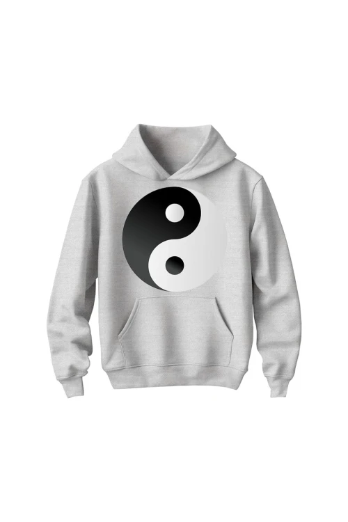 Bluza dziecięca z kapturem Symbol Yin Yang - szara