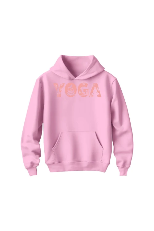 Bluza dziecięca z kapturem Yoga Napis - różowa