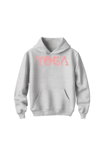 Bluza dziecięca z kapturem Yoga Napis - szara